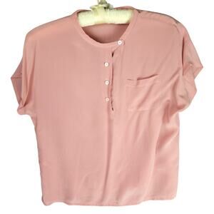 Stanley Blacker Silk Top Pink Short Sleeve Size 12